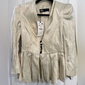 Zara NWT Satin Peplum Blazer